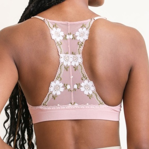 Floral Applique Racerback Padded Bralette - Picture 2 of 6